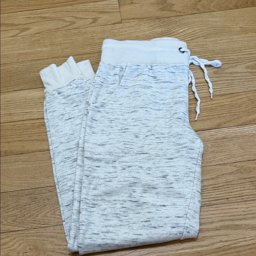 Women  Heathered White Jogger Pants with Drawstring